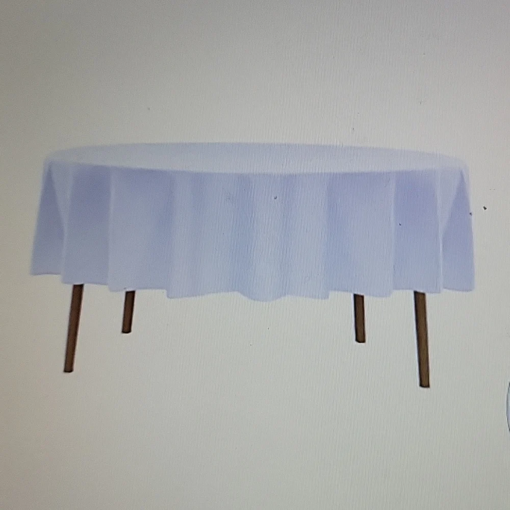 AMERICAN DAWN 90 inch round Tablecloth White Polyester stain wrinkle Resist New…